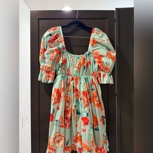 Buddy Love Floral Mini Dress in Green and Orange